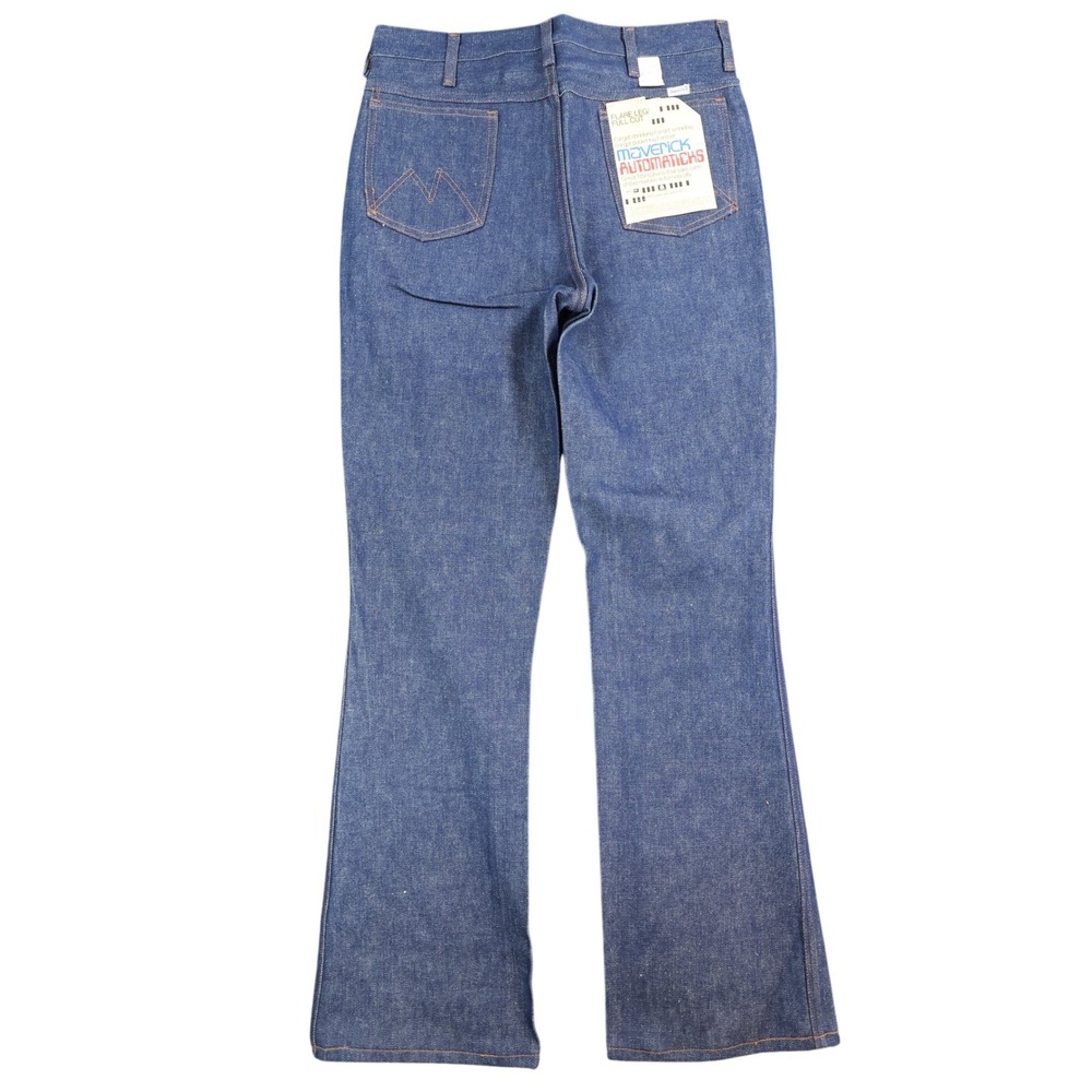 Maverick Jeans Mens 33x34 Blue Cotton Flare Full Cut Vintage 70s 80s NOS USA